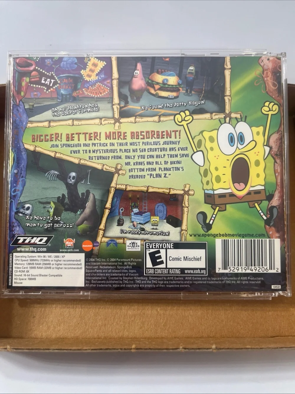 SpongeBob SquarePants Movie PC CD-ROM 2004 Action Adventure Game THQ - UNTESTED